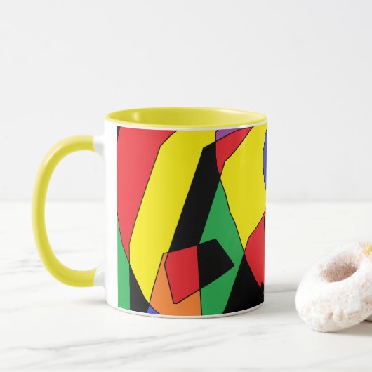 Koffiekop met kunstkleurenontwerp mok (Met donut)