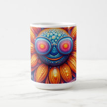 Koffiekop met levendige kleuren van zonnebloem met