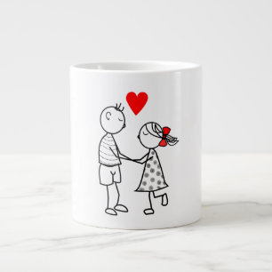 Koffiekop met romantisch stel grote koffiekop