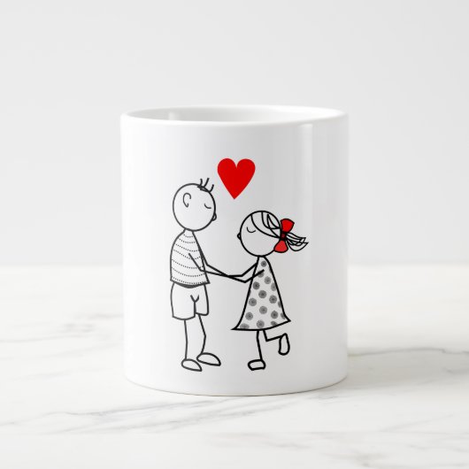 Koffiekop met romantisch stel grote koffiekop (Voorkant)