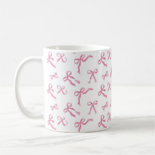 Koffiekop met roze lint, keramische theekop, flirt koffiemok