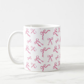 Koffiekop met roze lint, keramische theekop, flirt koffiemok