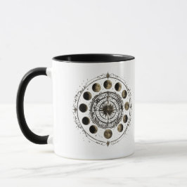 Koffiekop met Vintage Maanfasen Kompas Mok