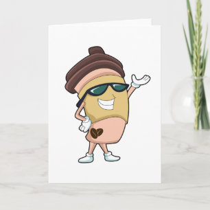 Koffiekop met zonnebril kaart