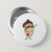Koffiekop met zonnebril ronde button 7,6 cm (Voorkant /achterkant)