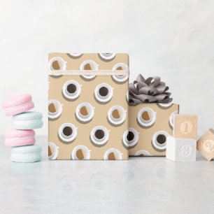 Koffiekop Naadloos Patroon Modern Elegant Beige Cadeaupapier