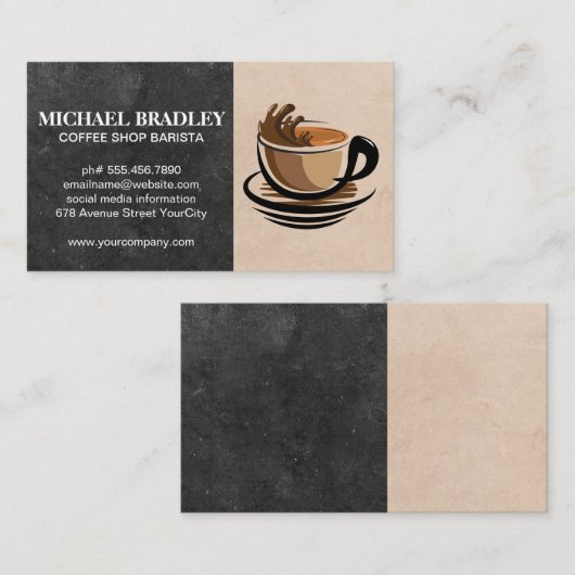 Koffiekop Spat Logo Visitekaartje (Voorkant / Achterkant)