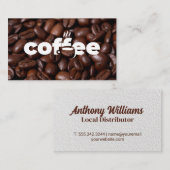 Koffiekop Tekst Logo | Bonen Achtergrond Visitekaartje (Voorkant / Achterkant)