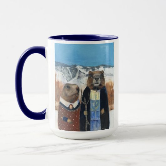 Koffiekop van Marmotten (American Gothic) Mok (Links)