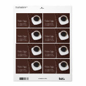 Koffiekopje & bonen Adreslabel Etiket (Full Sheet)