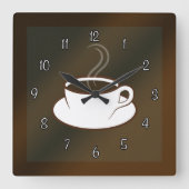 Koffiekopje Cafe Koffiewinkel Vierkante wandklok (Voorkant)