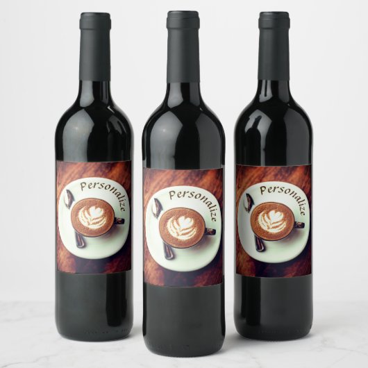 Koffiekopje cappuccino bruin wit latte wijn etiket (Flessen)