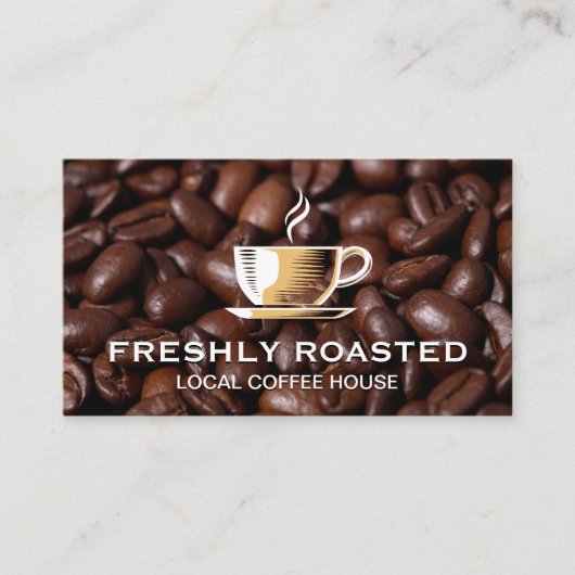 Koffiekopje en bonen | Barista Visitekaartje (Voorkant)