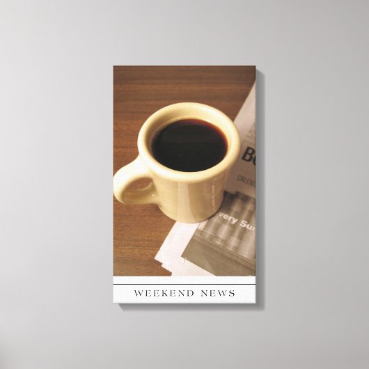 Koffiekopje en Krant op doek Canvas Afdruk (Voorkant)