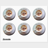 Koffiekopje en schotel latte koffie ronde sticker (Vel)