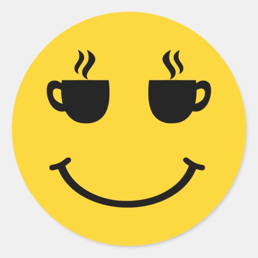 Koffiekopje Glimlach Ronde Sticker (Voorkant)