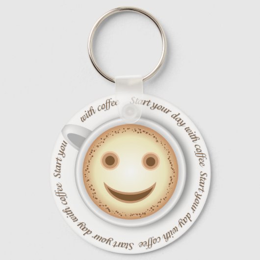 Koffiekopje glimlachen sleutelhanger (Voorkant)