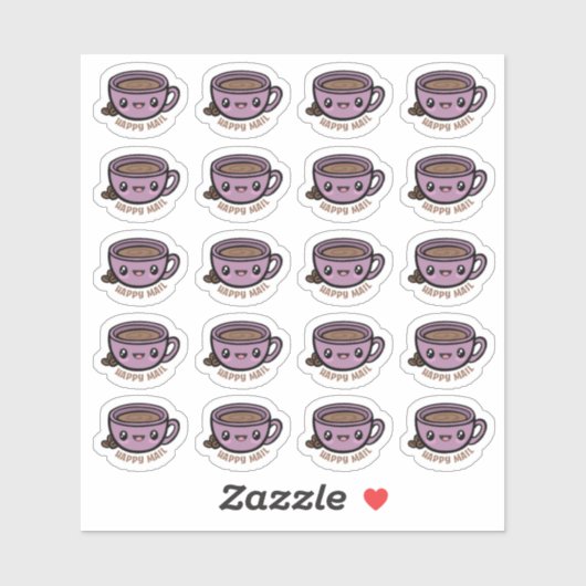 Koffiekopje Happy Mail Custom-Cut Vinyl Sticker (Vel)