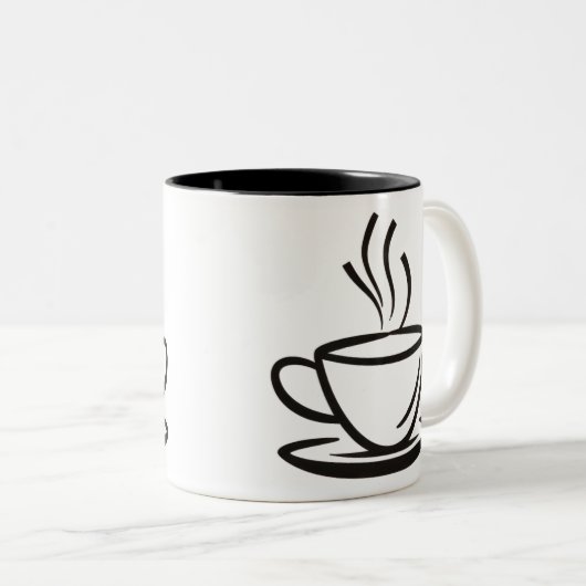 Koffiekopje illustratie. II Tweekleurige Koffiemok (Voorkant rechts)