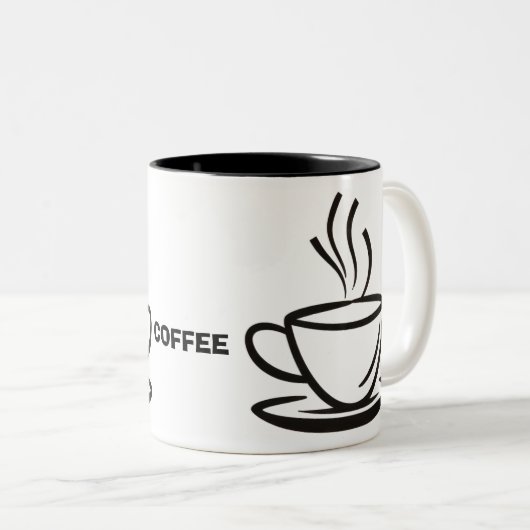 Koffiekopje illustratie. tweekleurige koffiemok (Voorkant rechts)