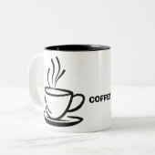 Koffiekopje illustratie. tweekleurige koffiemok (Voorkant links)