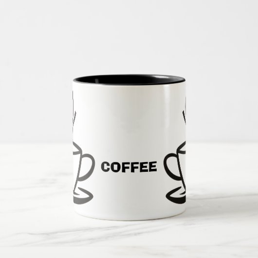 Koffiekopje illustratie. tweekleurige koffiemok (Center)