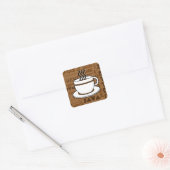 Koffiekopje - Koffiewoordprint - Bruin Vierkante Sticker (Envelop)