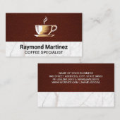 Koffiekopje Logo | Marmer en leder Visitekaartje (Voorkant / Achterkant)