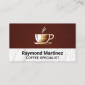 Koffiekopje Logo | Marmer en leder Visitekaartje (Voorkant)
