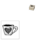 Koffiekopje met hart geëtst houten kunststempel rubberstempel (Gestempeld)