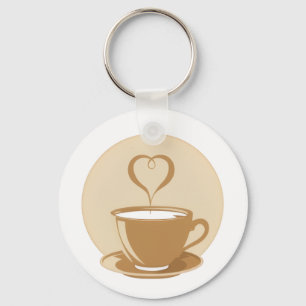 Koffiekopje met Heart Steam Sleutelhanger