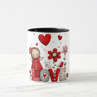 Koffiekopje met klein meisje en de Liefdesplant Mok