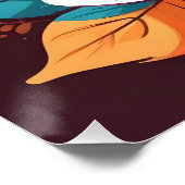 Koffiekopje met kleurrijke bladeren Poster (Hoek)