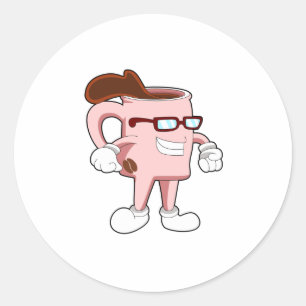 Koffiekopje met koffie ronde sticker