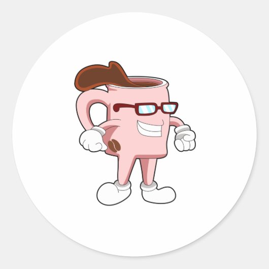 Koffiekopje met koffie ronde sticker (Voorkant)