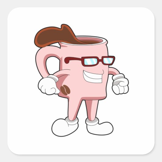 Koffiekopje met koffie vierkante sticker (Voorkant)