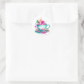   koffiekopje met roze bloemen ronde sticker (Tas)
