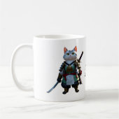 Koffiekopje met samurai kattenprint. koffiemok (Links)