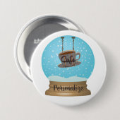 Koffiekopje met sneeuw wereldbol ronde button 7,6 cm (Voorkant /achterkant)
