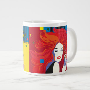 Koffiekopje Mooie Mode Vrouw POP-ART Trendy Grote Koffiekop