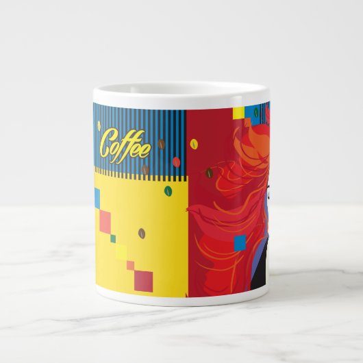Koffiekopje Mooie Mode Vrouw POP-ART Trendy Grote Koffiekop (Voorkant)