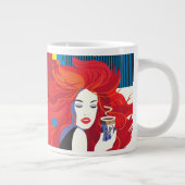 Koffiekopje Mooie Mode Vrouw POP-ART Trendy Grote Koffiekop (Rechts)