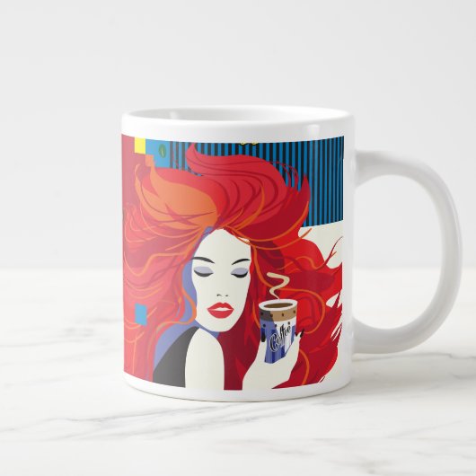 Koffiekopje Mooie Mode Vrouw POP-ART Trendy Grote Koffiekop (Rechts)