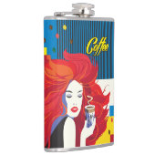 Koffiekopje Mooie Mode Vrouw POP-ART Trendy Heupfles (Rechts)