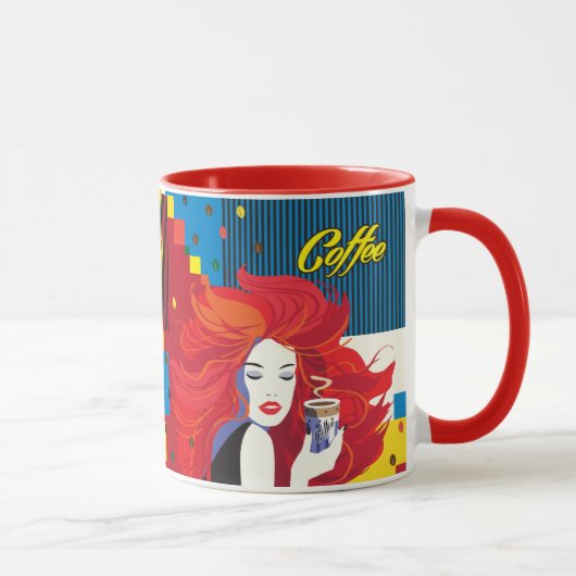 Koffiekopje Mooie Mode Vrouw POP-ART Trendy Mok (Rechts)