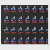 Koffiekopje op neon teken cadeaupapier (Vlak)