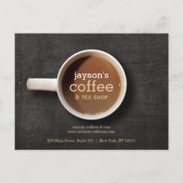 Koffiekopje op zwart hout Coffee Shop Briefkaart