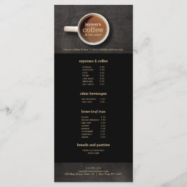 Koffiekopje op Zwart Hout Koffiewinkel Menu Flyer