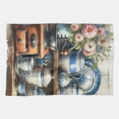  koffiekopje pot Bord blauw Theedoek (Horizontaal)