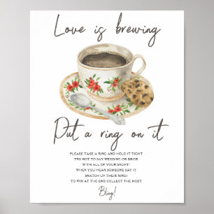 Koffiekopje vrijgezellenfeest Zet een ring op het Poster